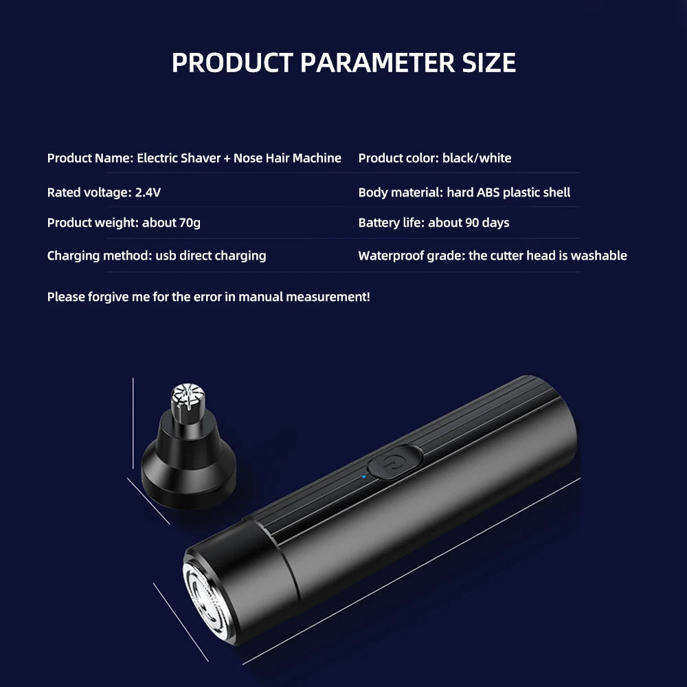 Men’s 2-in-1 Electric Shaver – 6D Floating Razor & Nose Hair Trimmer