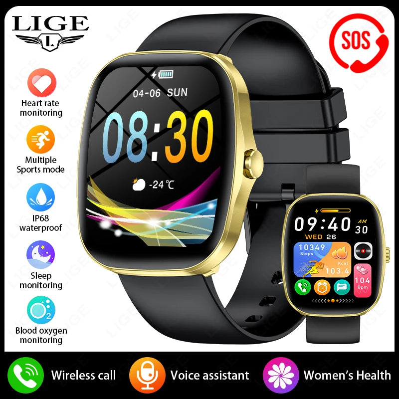 LIGE 2025 Men Smart Watch Women Health Monitor Bluetooth Call Sports Fitness Waterproof Physical Health Ladies Gifts