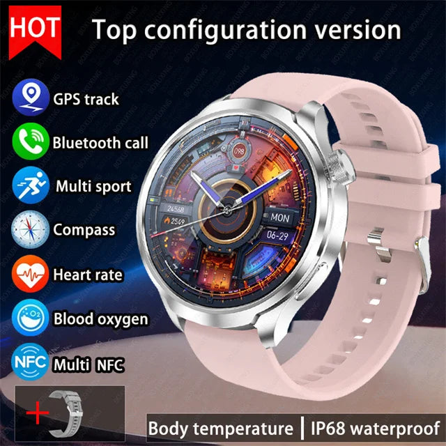 For Huawei 1.85-inch Smart Watch Men Sport Waterproof Fitness Heart Rate Watches Compass GPS Track NFC Bluetooth Call Smartwatch