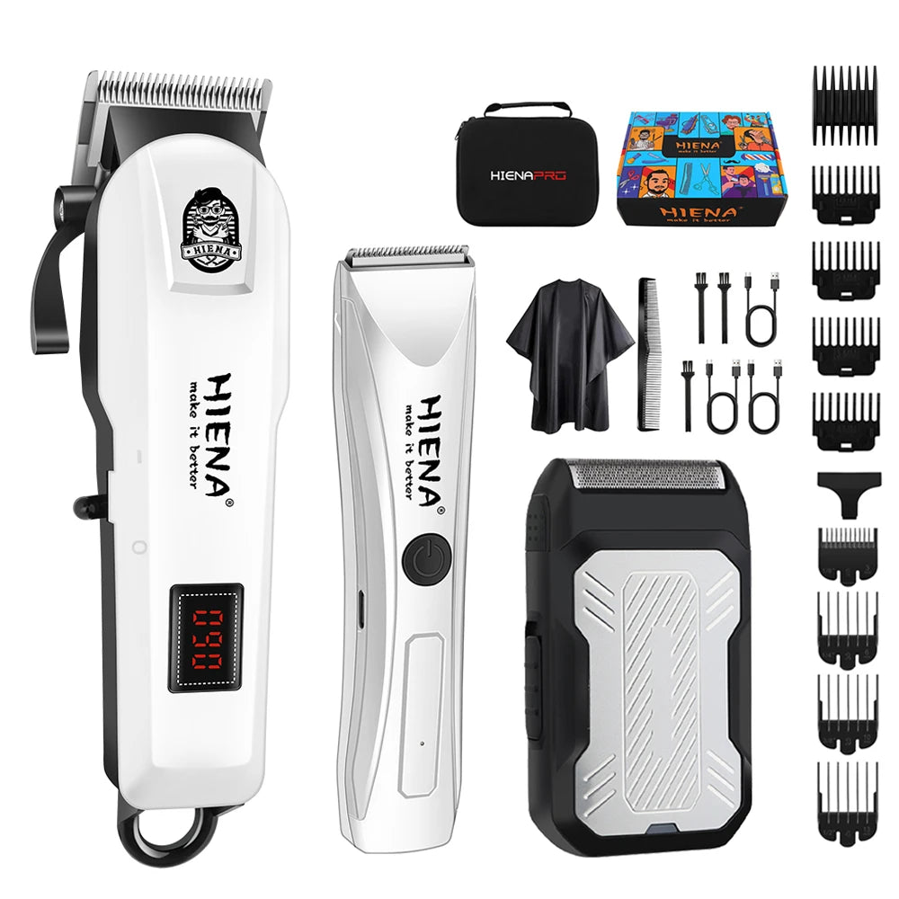 Professional Hair Cutting Machine Set – LED Digital, Electric Scissor & Shaver Kit