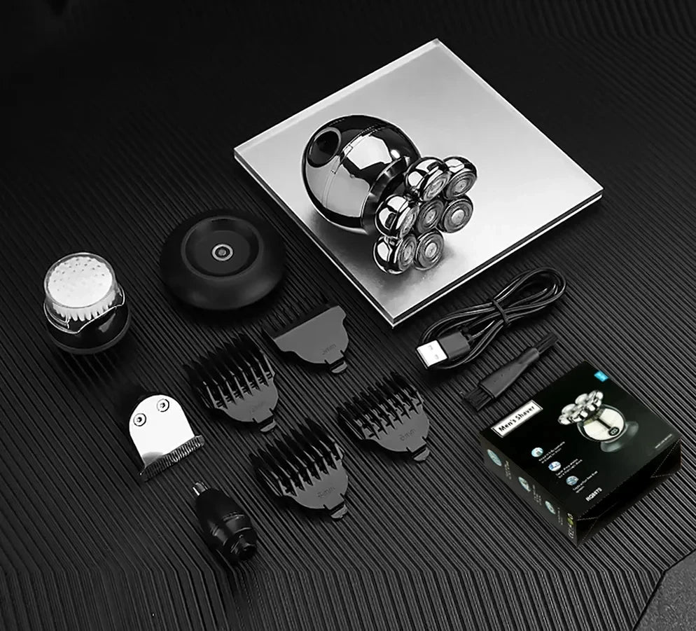 7D Floating Head Electric Shaver – Portable Waterproof Beard & Skull Trimmer for Men