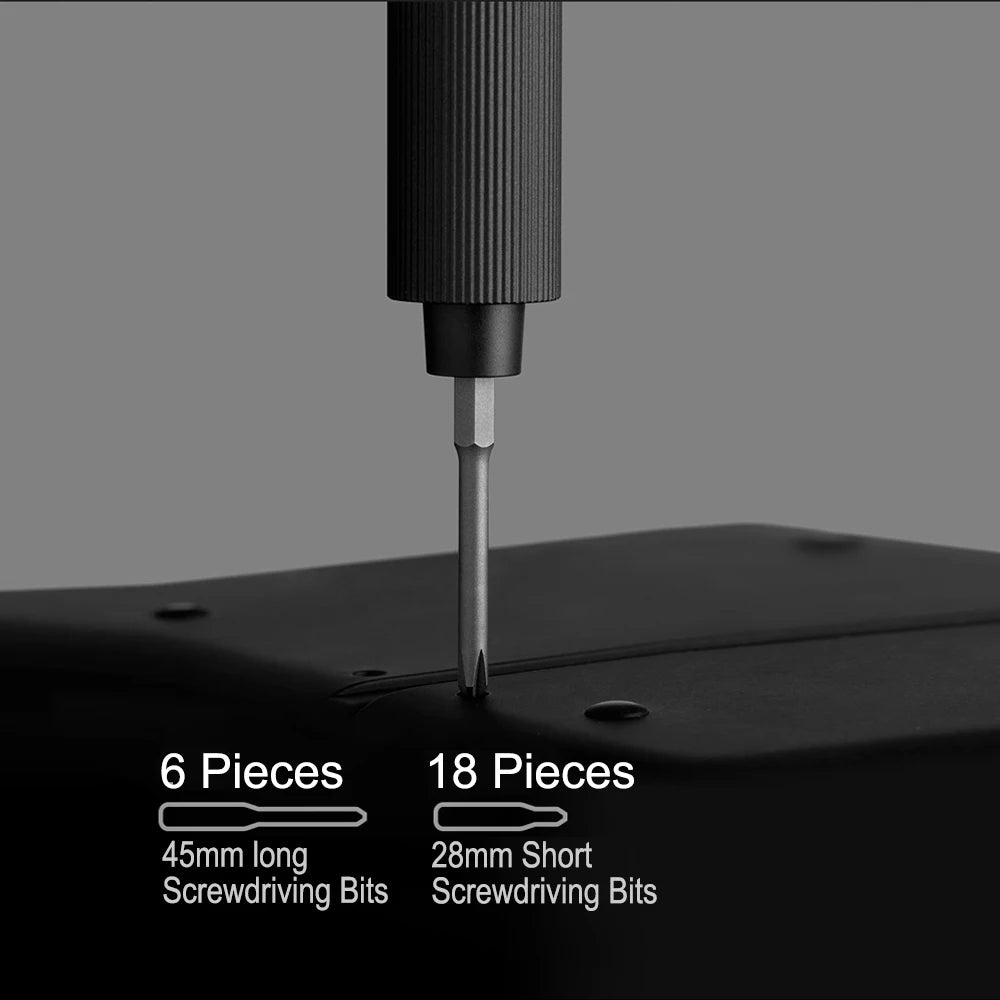 XIAOMI MIJIA Electric Precision Screwdriver – 24 S2 Steel Bits, 2 Torque Settings, 400+ Screws per Charge for Smart Home Repair