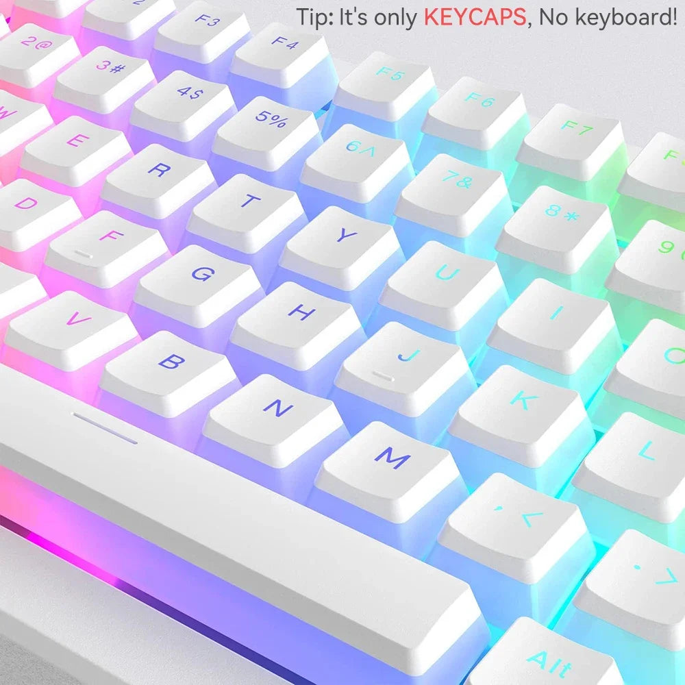 Pudding PBT Keycaps – 129-Key Double Shot Set for RGB Mechanical Keyboards (60%/80%/100%)