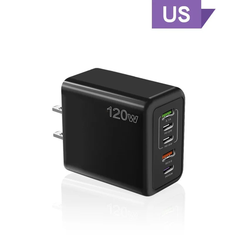 PD 5 Port USB Charger Fast Charging QC3.0 USB C Type C Mobile Phone  For iPhone Huawei Samsung Xiaomi ipad Quick