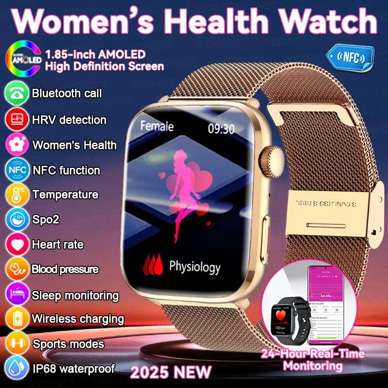 2025 New For Xiaomi Women AI Smart  watchDiagnosis Smart Watch HRV+PPG Blood Pressure Blood oxygen Health monitor IP68 NFC