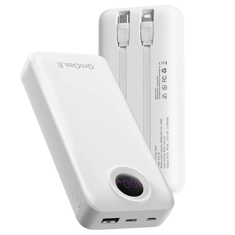 20000mAh Portable Fast   Charger 22.5W 5 outputs 2 inputs compatible with iPhone 16/15 Pro/Pro Max Samsung