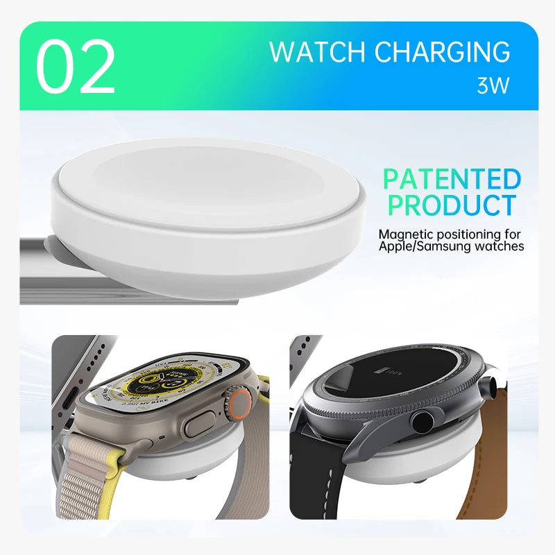 QI2 3 in 1 Magnetic Wireless  Fast Chargers For iPhone 16 15 14 13 12 For Apple Watch Airpods 2 3 4