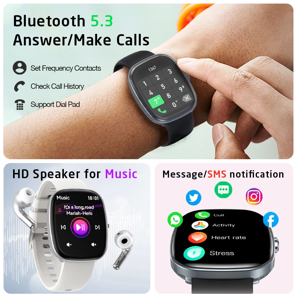 1.83'Huafit S5 Smart Watch with Message Answer Call IP68 Sleep Monitoring Sports Pedometer Information Alerts For iPhone Android