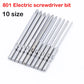 10pcs/lot 801 5mm Round Shank Magnetic Phillips Cross Screwdriver Bits Electric  bits PH0 PH1 PH2 80mm Full Length