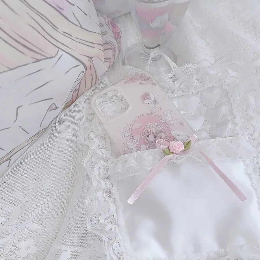 Cute Angel Anime Girl Creative Pink Phone Case For iPhone 16 E 15 14 12 13 11 Pro Max XR XS MAX 7 8 PLUS MINI Y2K Gift