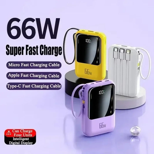 NEW 20000mAh Mini Power Bank 66W Portable Charger Fast External Spare Battery for IPhone Huawei Xiaomi Phone