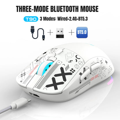 HXSJ T90 Wireless RGB Gaming Mouse – Silent Buttons, Ergonomic Design, Rechargeable