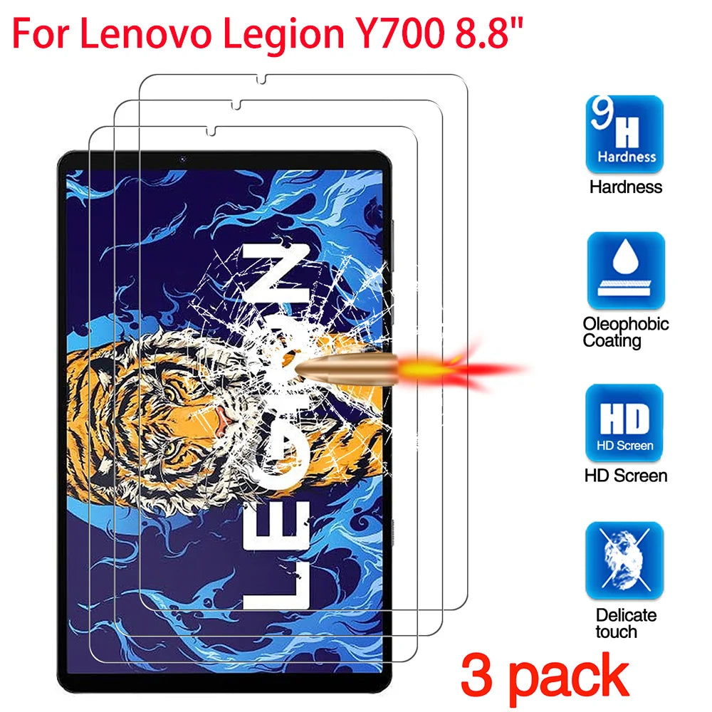 3 PCS Tempered Glass for Lenovo Legion Y700 8.8 inch 2022 Screen Protector Tablet Film HD TB-9707F