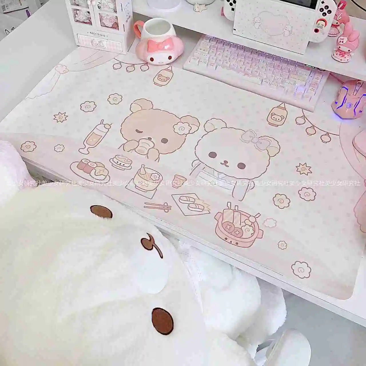 Kawaii Cute Ins Style Mouse Pad Original Cat Large Size Leather Waterproof