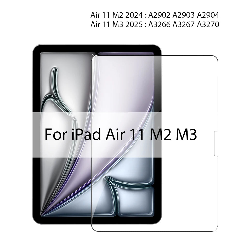 For Ipad A16 10 9 9th 10th Generation Pro 13 M4 12.9 Tempered Glass Screen Protector For Ipad Air 11 M2 M3 5 4 3 2 Mini 6 7 Film