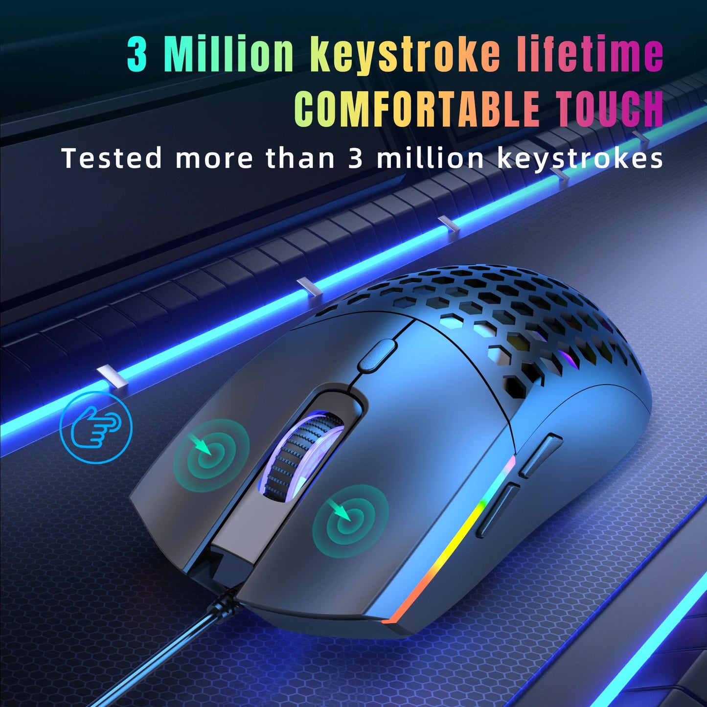 HXSJ S500 Wired Gaming Mouse – Lightweight, Ergonomic USB Optical Mouse for PC & Laptop