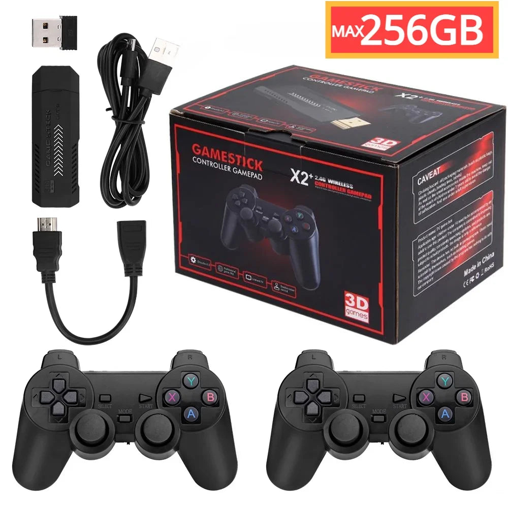 GD10 Plus Game Stick – 58,000 Games, 4K HD Console with Wireless Controllers