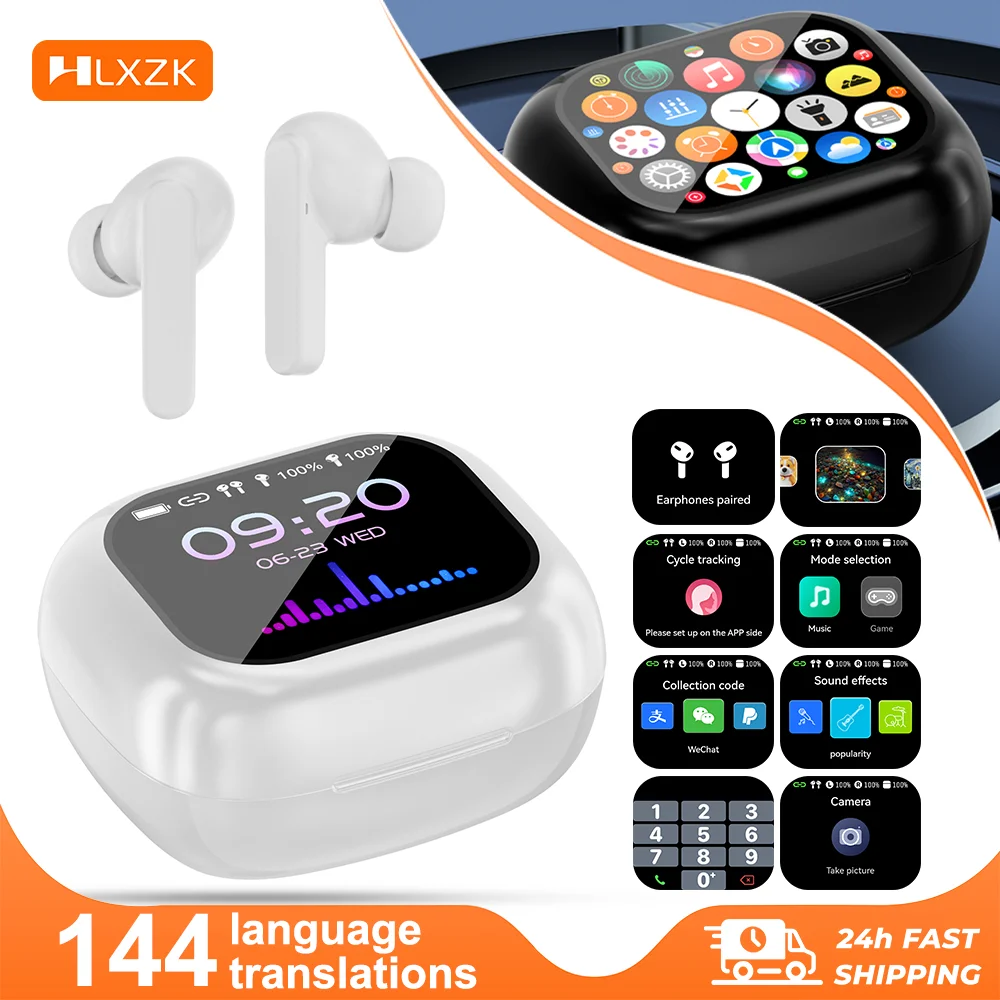 Translation Headphones with Screen Touch in Ear True Wireless Bluetooth 5.4 Music Haedset HiFi Audio  ANC ENC Noise Cancelling