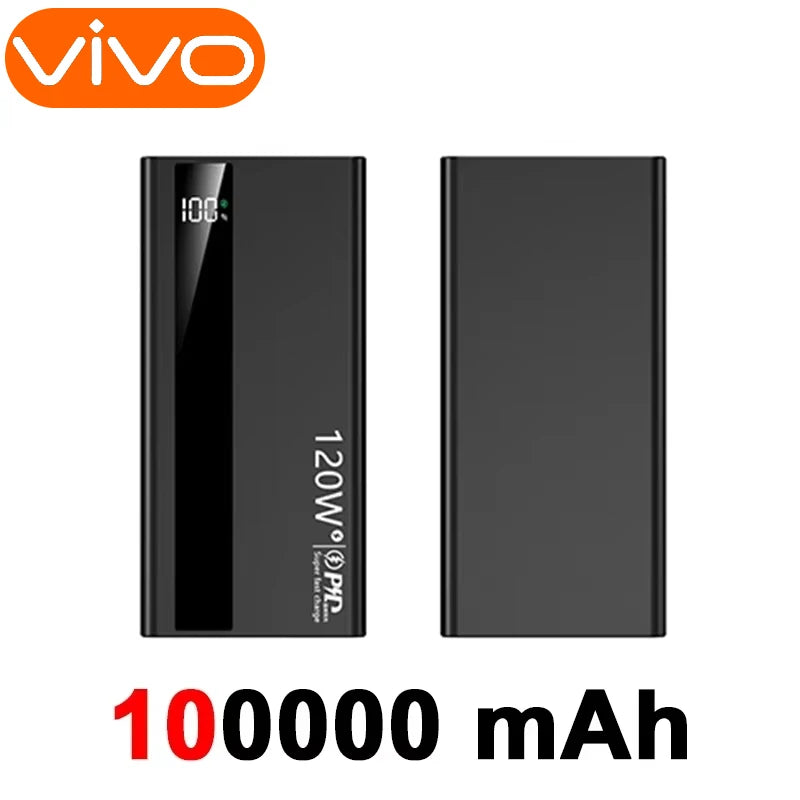 VIVO 120W 200000mAh Power Bank High Capacity Digital Display Fast Charging  Portable  For iPhone Xiaomi 2025
