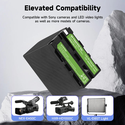 NP-F960 F970 Battery 9600mAh NP F980 NP-750 Series Battery with USB Output Type-C Input Port for Sony CCD-TRV35 PLM-100 MC1500C