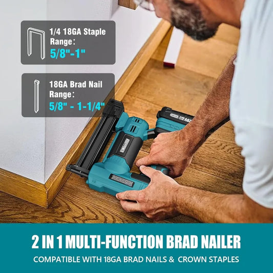 ALLOYPOWER 2-in-1 Cordless Brad Nailer & Stapler – 2.0Ah Battery + Nails & Staples
