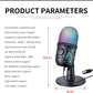 Gaming USB Condenser Microphone for PC – Podcast & Studio Recording with LED, Noise Cancellation, Headphone Jack