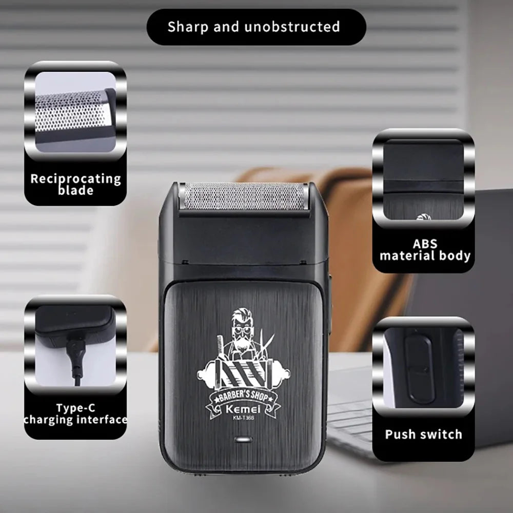 Kemei Compact Single Foil Shaver – Portable Cordless Razor for Men