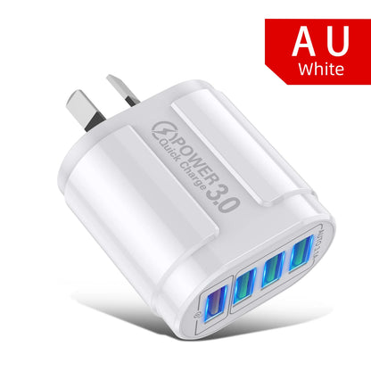 3.1A 4 Ports USB Charger Fast QC 3.0 for Australia New Zealand AU Plug Wall For Samsung Xiaomi Mobile