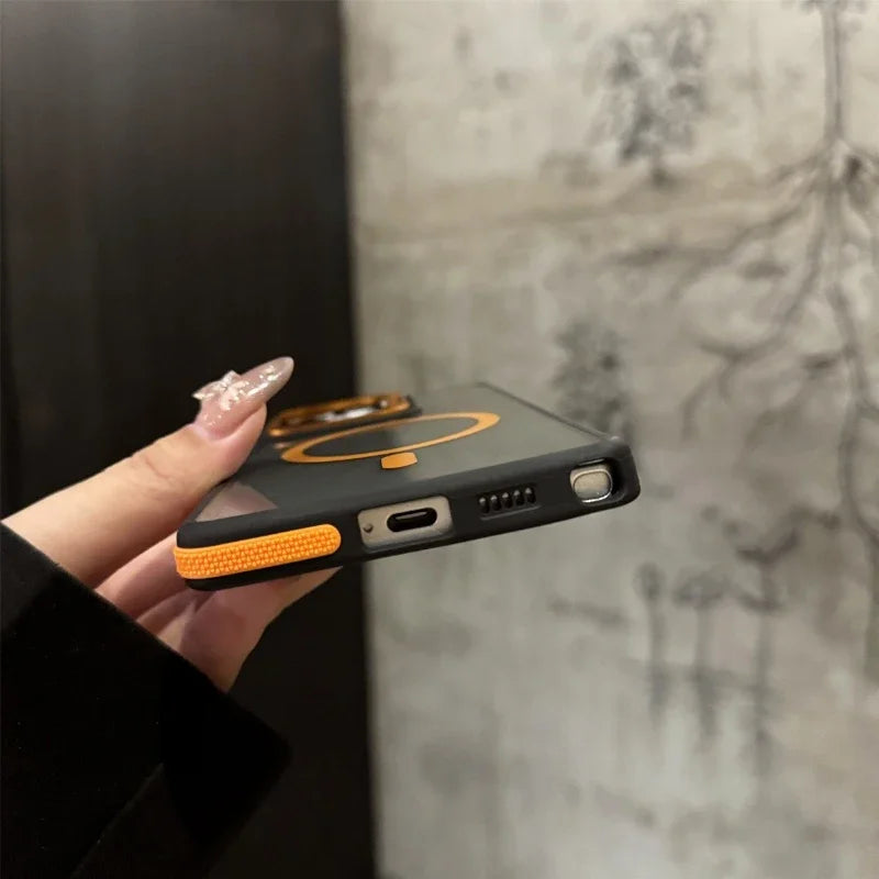 For Magsafe Magnetic Metal Lens Protection Stand Case For  Galaxy Samsung S25 S24 S23  S22 Ultra Plus FE Shockproof Bumper