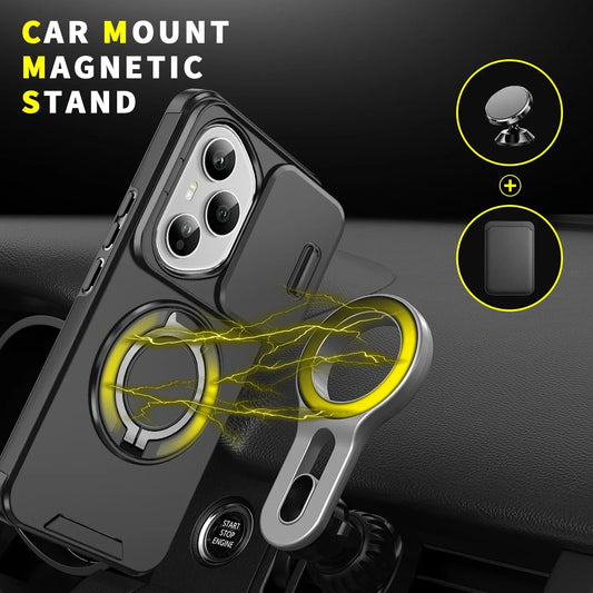 Shockproof Magnetic Case for Honor 400 Pro 5G Slide Camera Lens Ring Stand Protect Cover for Honor 400 Lite X9C Magic7