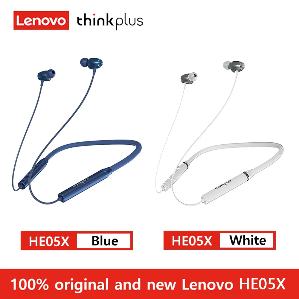 100% Original Lenovo HE05X Bluetooth 5.0 Earphones Waterproof Wireless HIFI Sound Magnetic Neckband X8H Sports