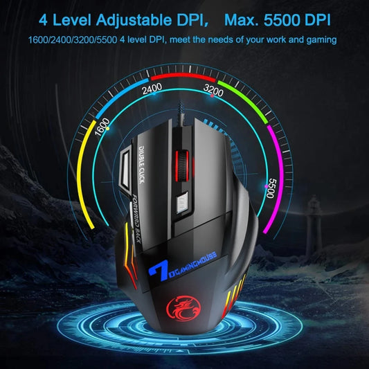 Wired Gaming Mouse Gaming Computer Mouse RGB Backlit Ergonomic Mouse Silent Rear Mouse LED 7 Button USB