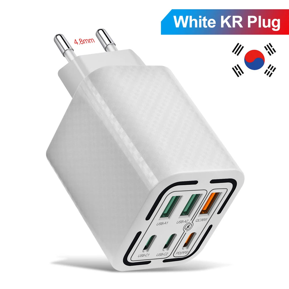 3PD+3USB 100W Wall Charger – QC 3.0 Fast Charging Adapter for iPhone, Samsung, Xiaomi & Huawei