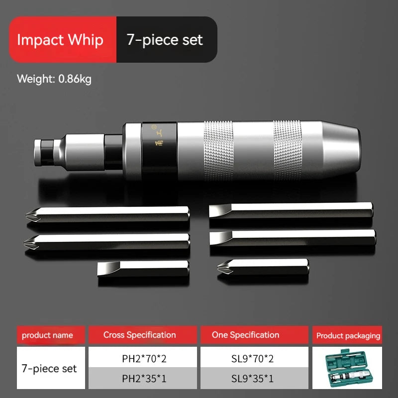 7/13 PCS Impact Screwdriver Hand Manual Reversible  Driver Set Durable Remove Disengage Rusted Fasteners Or Frozen Bolts