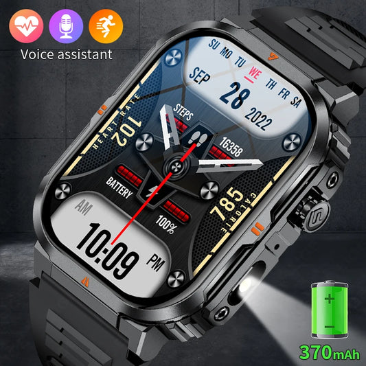 2025 New Professional Sports Smart Watch Men 2.01'' Large Screen Bluetooth Call Flashlight Waterproof Outdoor
