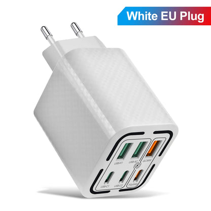 3PD+3USB 100W Wall Charger – QC 3.0 Fast Charging Adapter for iPhone, Samsung, Xiaomi & Huawei