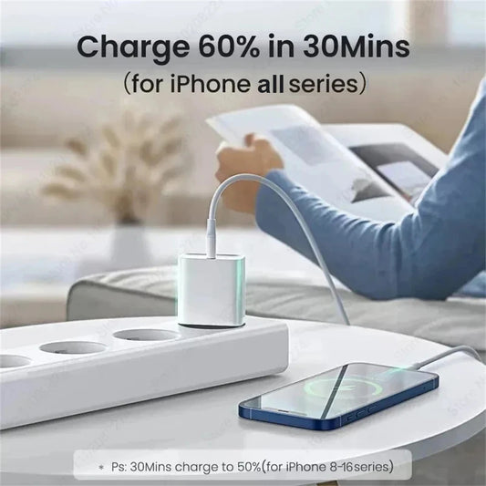 PD 40W Fast Charger For iPhone 16 15 14 13 12 11 Pro Max USB Type C Charging Cable For iPhone Charger Adapter Phone Accessories