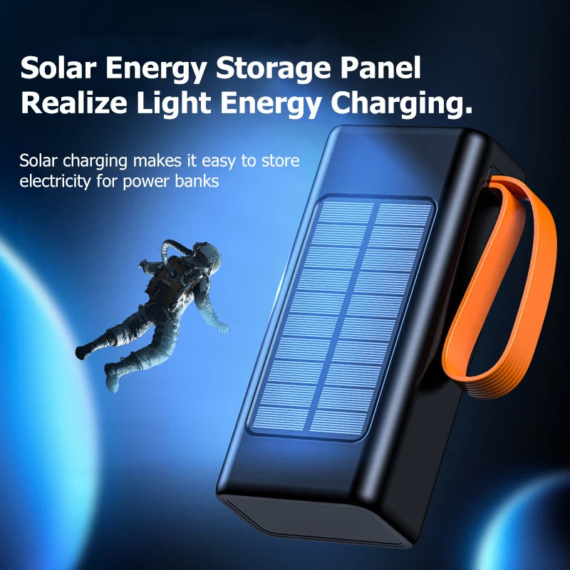 OnePlus 200000mAh Solar Power Bank – Big Capacity with Built-in Cables & LED Light for iPhone & Huawei