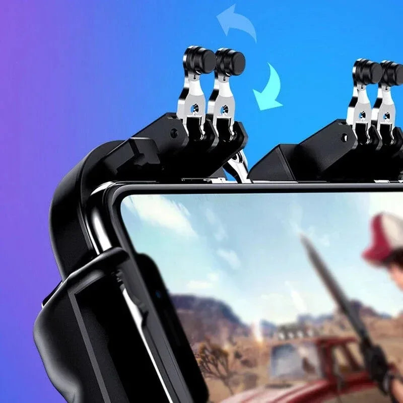 H9 6 Finger Mobile Phone Game Trigger Gamepad Joysticks Controller w/ Radiator Aim Shooting L1R1 Key Button PUBG for IOS Android