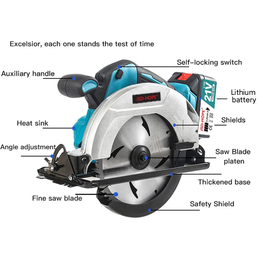 7-Inch Brushless Lithium Cordless Circular Saw – Portable Wood & Stone Cutter