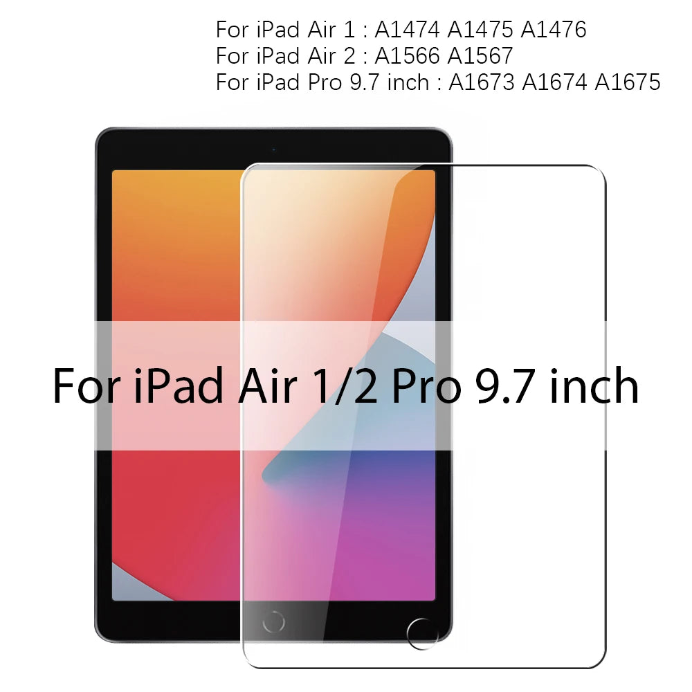 For Ipad A16 10 9 9th 10th Generation Pro 13 M4 12.9 Tempered Glass Screen Protector For Ipad Air 11 M2 M3 5 4 3 2 Mini 6 7 Film