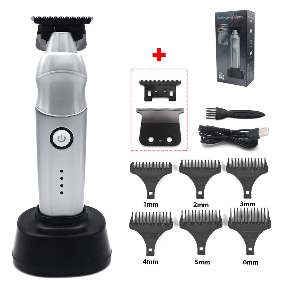 TF-617 Professional Hair Clipper – Zinc Alloy Body, DLC Blade, 7000RPM