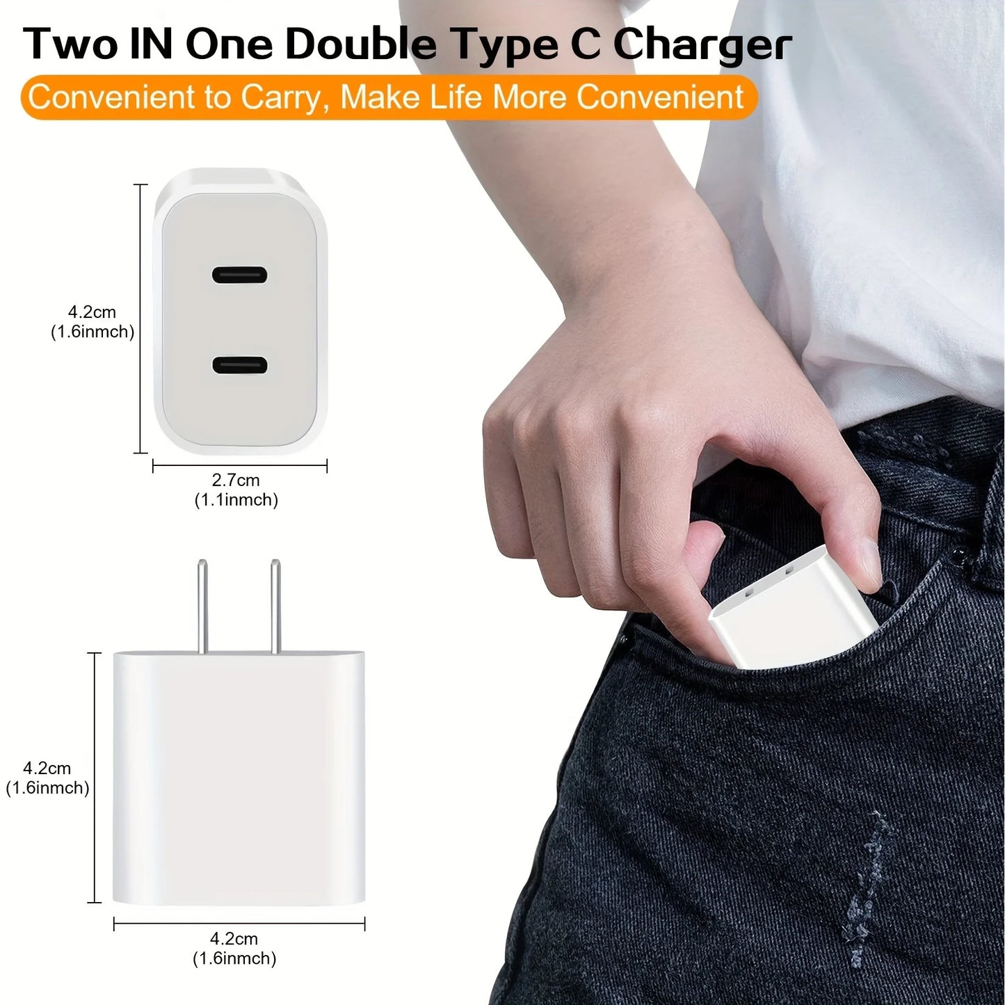 2Packs For IPhone Charger Fast Charging, 40W Dual USB C  With 10FT USB C Lightning Cable For IPhone14/13/12/11 Pro