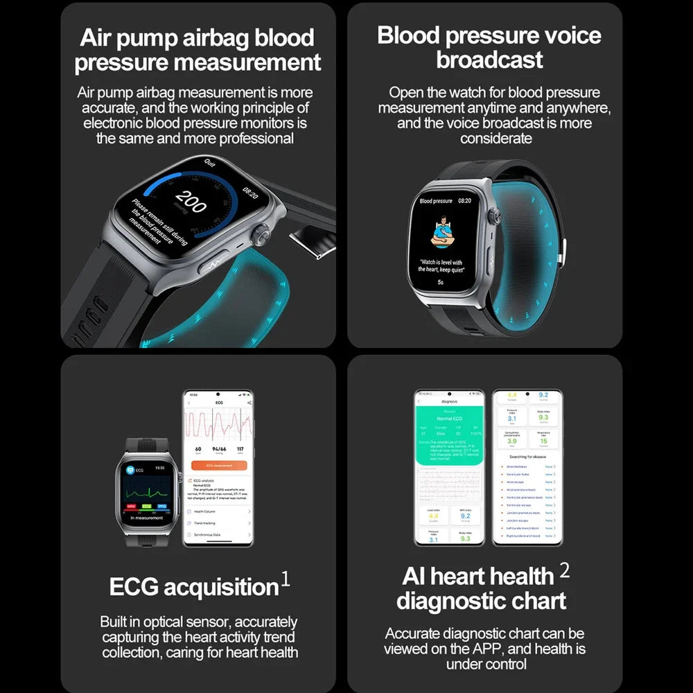 For huawei Smart Watch Men Air Pump Airbag 2025 New Ture Accurate Measure Blood Pressure health Waterproof Fitness Sport