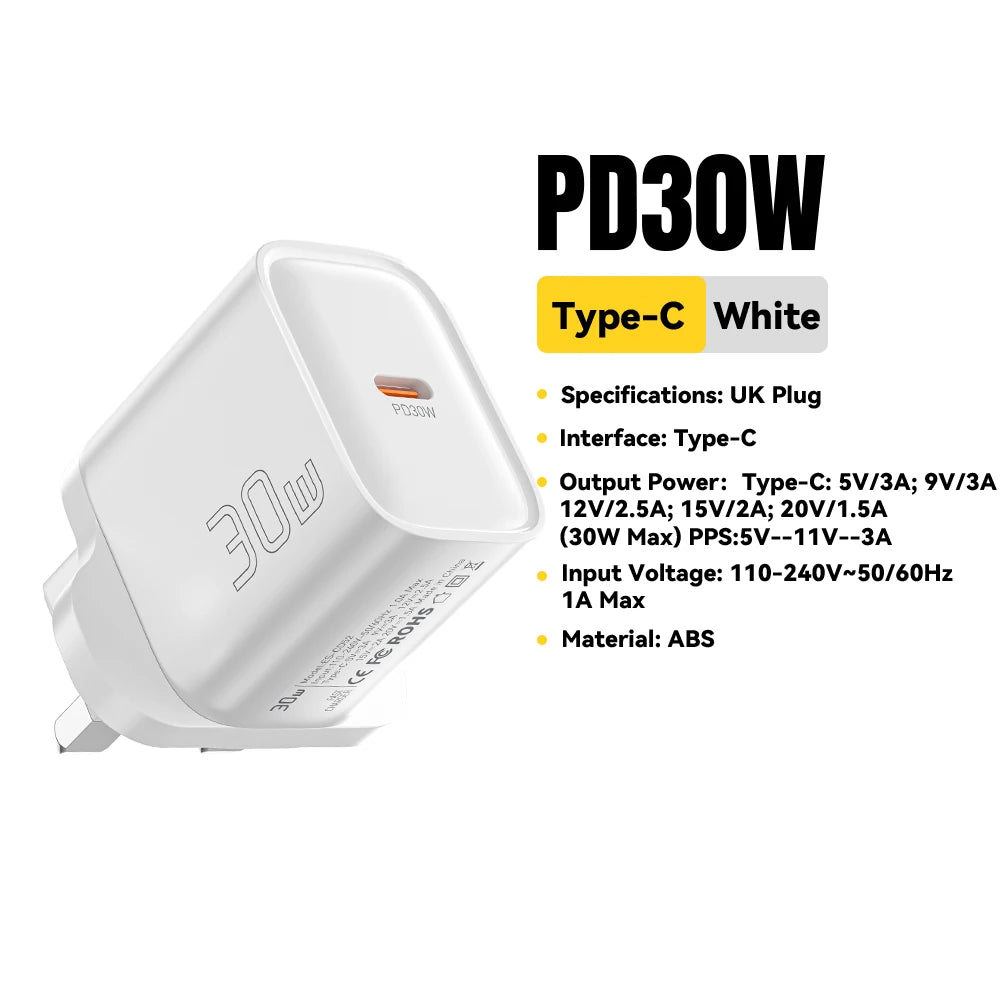 Essager Mini 30W Type C Charger PD QC3.0 Fast Type C For iPhone 16 15 14 13 Pro Samsung S25 Xiaomi iPad Travel