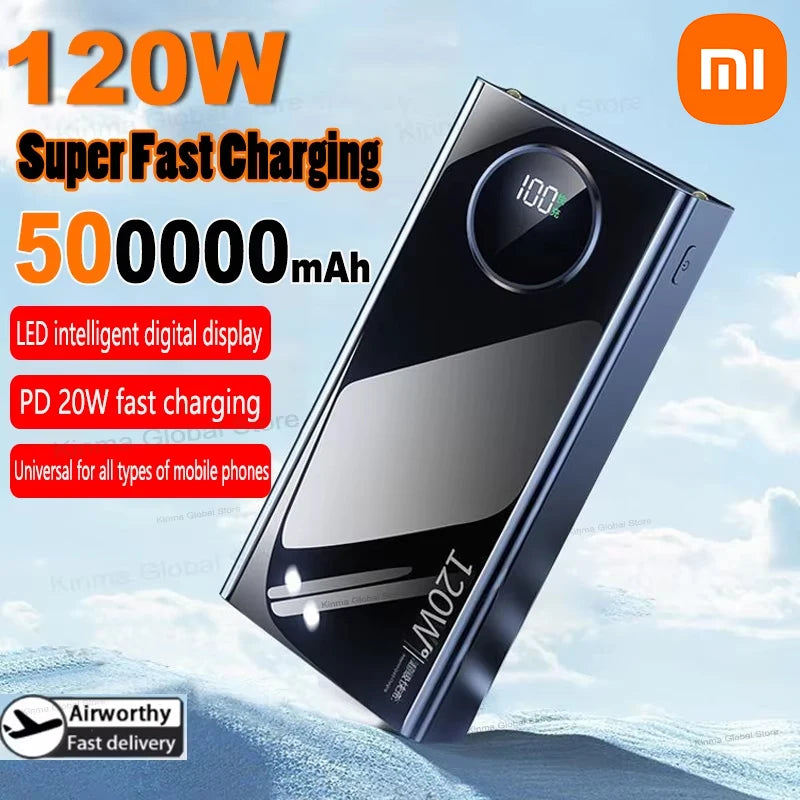 Xiaomi 120W 500000mAh High Capacity Power Bank Fast Charging Portable Battery Charger For iPhone Huawei Samsung