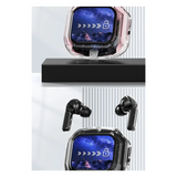 Wireless Bluetooth-Compatible Earphones Color LCD Screen Earbuds Stereo Earphones Black-[Y03A]