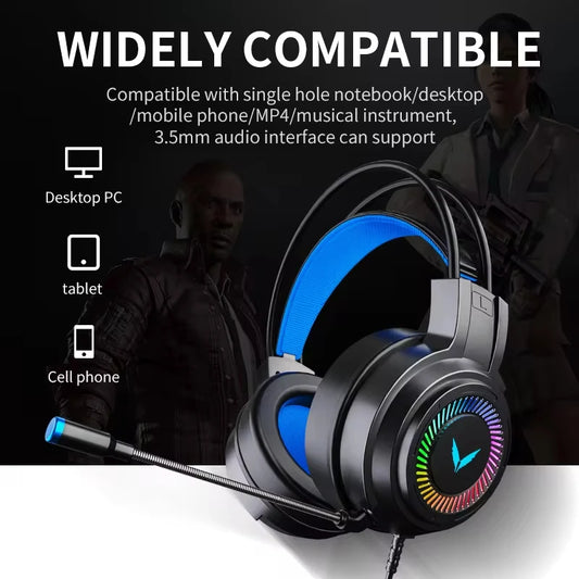G60 Gaming Headset 7.1 Stereo Virtual Surround Bass Headphone with Microphone LED Light Foldable G58
