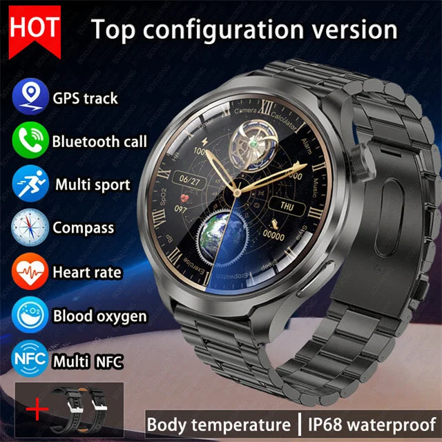 For Huawei 1.85-inch Smart Watch Men Sport Waterproof Fitness Heart Rate Watches Compass GPS Track NFC Bluetooth Call Smartwatch