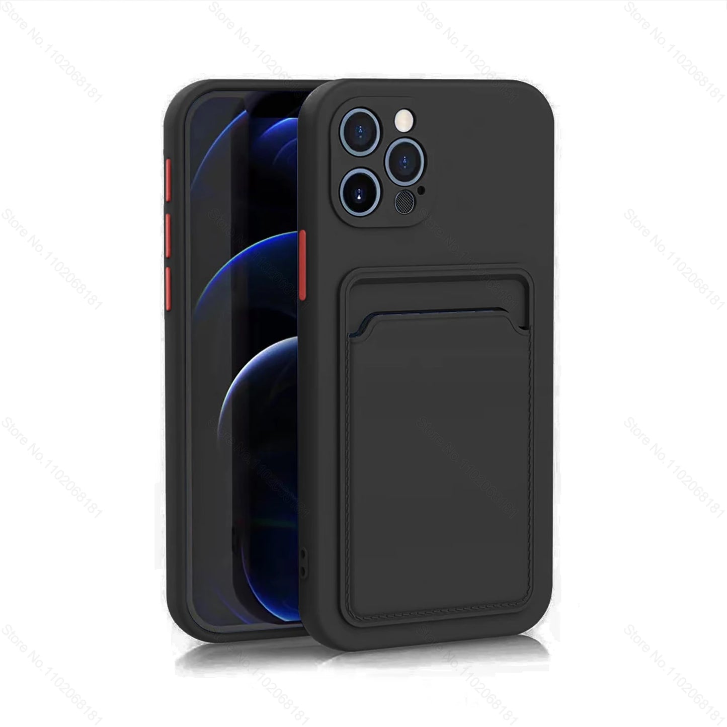 Luxury Silicone Card Holder Wallet Case For iPhone 15 14 13 12 11 Pro Max Plus Shockproof Phone Slot Cover Accessories